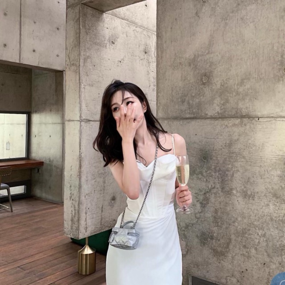 Elegant White Satin Dress